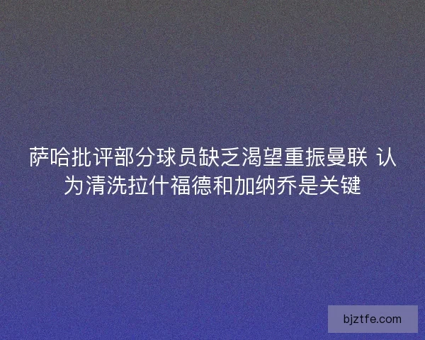 萨哈批评部分球员缺乏渴望重振曼联 认为清洗拉什福德和加纳乔是关键